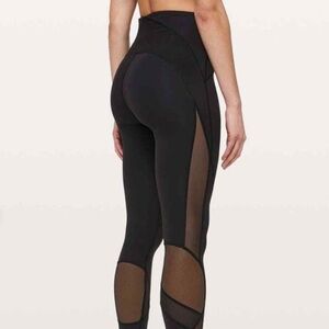Black Lululemon Leggings with Mesh Panels